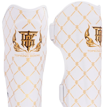TKB TopKing "Chain" Shin Guards Muay Thai Boxing White-Gold