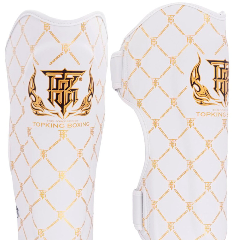 TKB TopKing "Chain" Shin Guards Muay Thai Boxing White-Gold