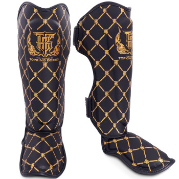 TKB Top King "Chain" Shin Guards Muay Thai Boxing Black-Gold