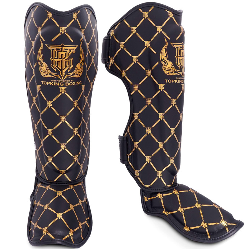 TKB TopKing "Chain" Shin Guards Muay Thai Boxing Black-Gold