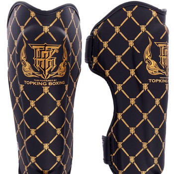 TKB TopKing "Chain" Shin Guards Muay Thai Boxing Black-Gold