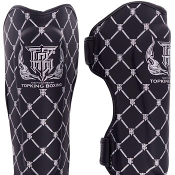 TKB TopKing "Chain" Shin Guards Muay Thai Boxing Black-Silver