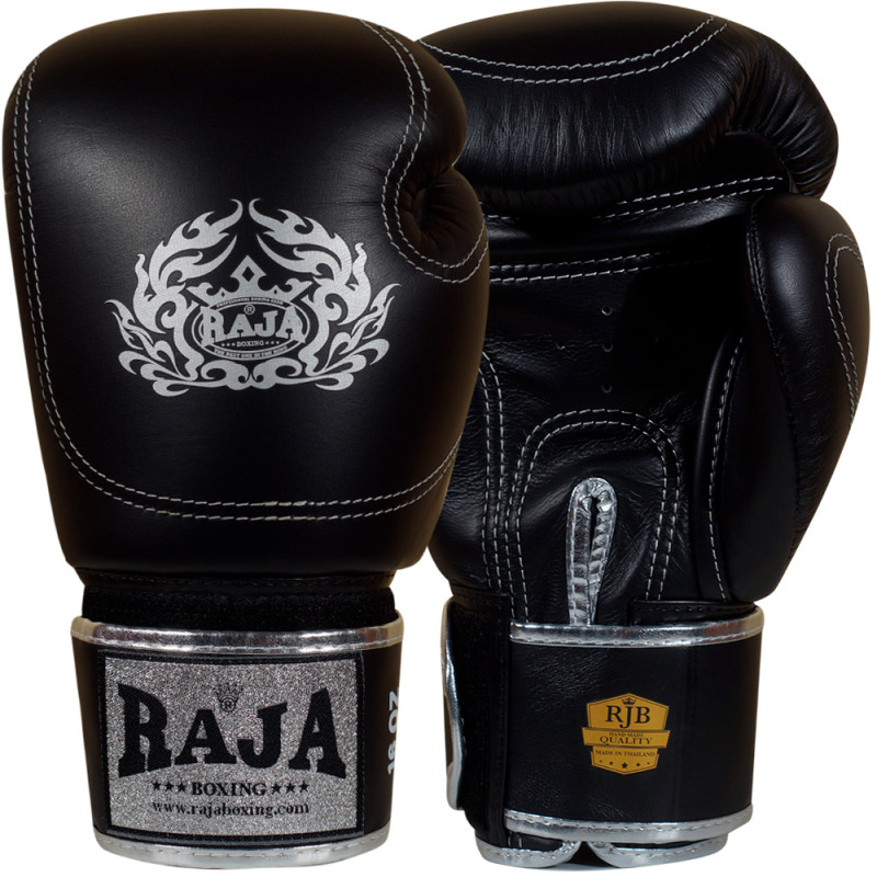 Raja Boxing Muay Thai Gloves "Double Line" Black