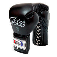 Fairtex BGL7 Boxing Gloves Mexican Style Lace Up Black