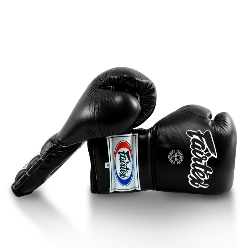 Fairtex BGL7 Boxing Gloves Mexican Style Lace Up Black