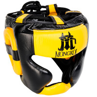 Mongkol Head Guard Headgear Muay Thai Boxing Black-Yellow