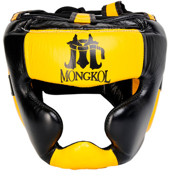 Mongkol Head Guard Headgear Muay Thai Boxing Black-Yellow