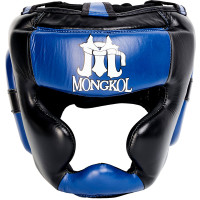 Mongkol Head Guard Headgear Muay Thai Boxing Black-Blue