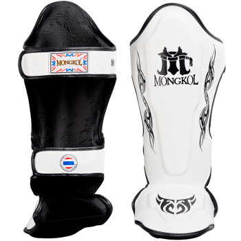 Mongkol Muay Thai Boxing Shin Guards Drawing White