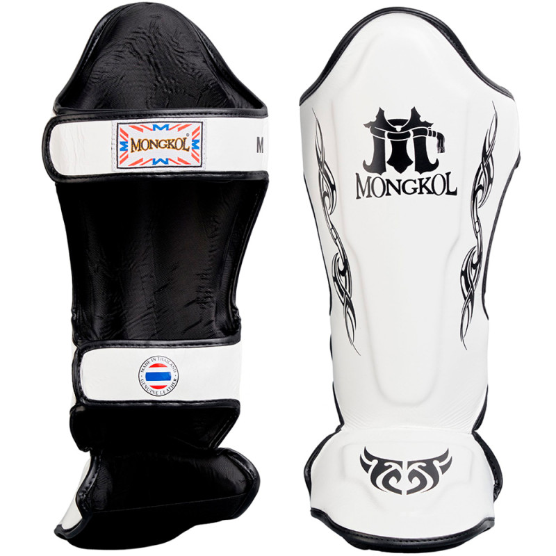Mongkol Muay Thai Boxing Shin Guards Drawing White