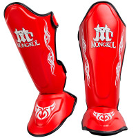 Mongkol Muay Thai Boxing Shin Guards Drawing Red