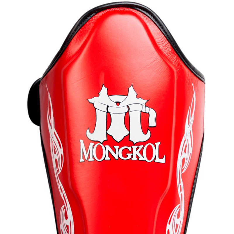 Mongkol Muay Thai Boxing Shin Guards Drawing Red