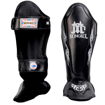 Mongkol Muay Thai Boxing Shin Guards Drawing Black