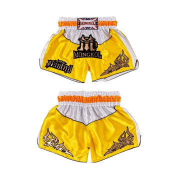 Mongkol Muay Thai Boxing Shorts Yellow-White Free Shipping