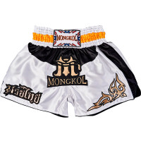 Mongkol Muay Thai Boxing Shorts White-Black Free Shipping