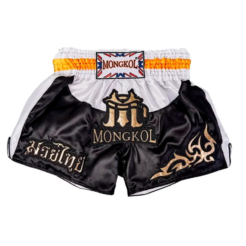 Mongkol Muay Thai Boxing Shorts Black-White Free Shipping
