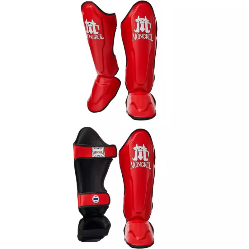Mongkol Muay Thai Boxing Shin Guards Red