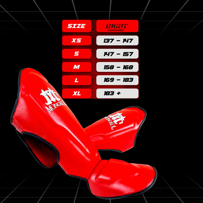 Mongkol Muay Thai Boxing Shin Guards Drawing Red