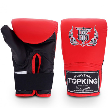 TKB Top King TKBMP-CT Bag Gloves Muay Thai Boxing Mitts Closed Thumb Red-Black