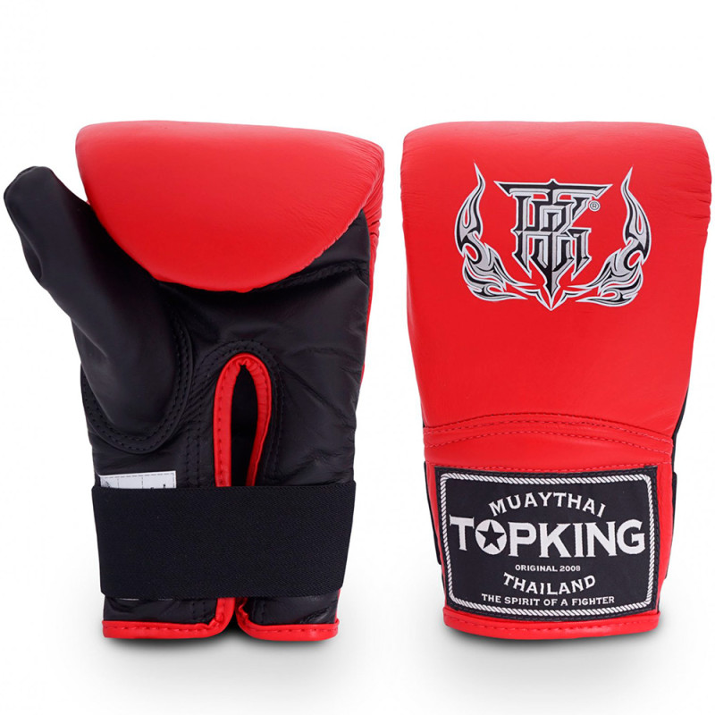 TKB TopKing TKBMP-CT Bag Gloves Muay Thai Boxing Mitts Closed Thumb Red-Black