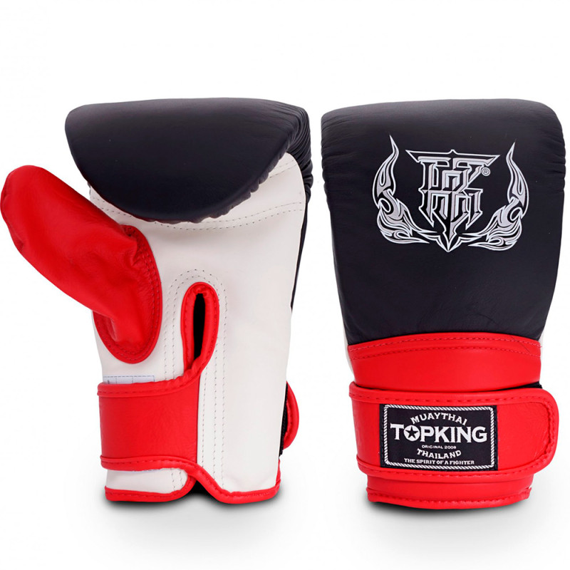 TKB TopKing TKBMU-CT Bag Gloves Muay Thai Boxing Mitts Close Thumb Black-Red-White