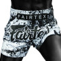 Fairtex BS1948 "Grunge" White Muay Thai Boxing Shorts Free Shipping