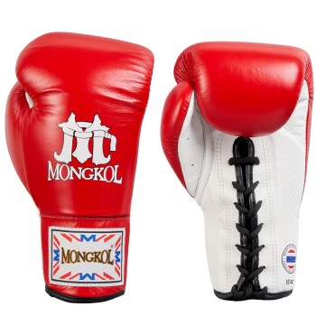 Mongkol BGML01 Muay Thai Boxing Gloves Lace Up Red