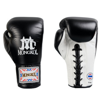 Mongkol BGML01 Muay Thai Boxing Gloves Lace Up Black