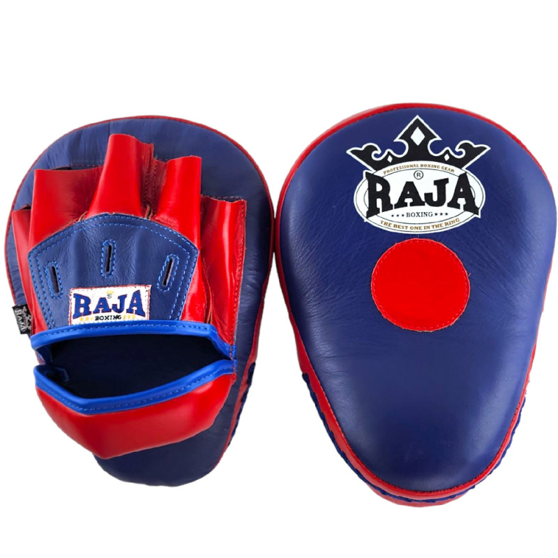Raja Boxing RPM-6A Focus Mitts Muay Thai Curved Open Fingers Blue-Red