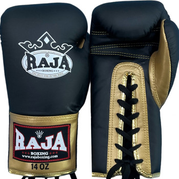 Raja Boxing "Single" Muay Thai Boxing Gloves Lace Up Black-Gold