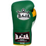 Raja Boxing "Single" Muay Thai Boxing Gloves Lace Up Green-Yellow