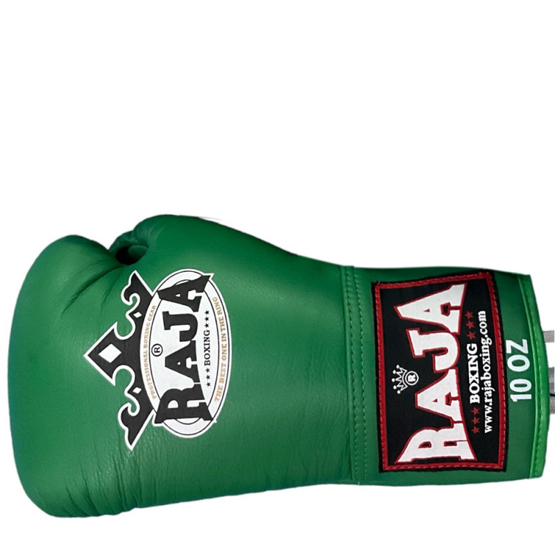 Raja Boxing "Single" Muay Thai Boxing Gloves Lace Up Green