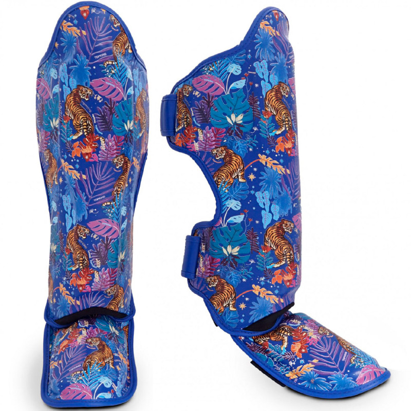 TKB TopKing "Wild Tiger" Shin Guards Muay Thai Boxing Blue