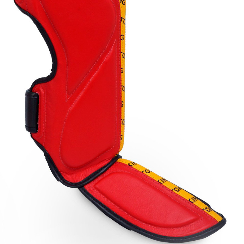 TKB TopKing "Full Impact Triple Tone" Shin Guards Muay Thai Boxing Black-Yellow-Red