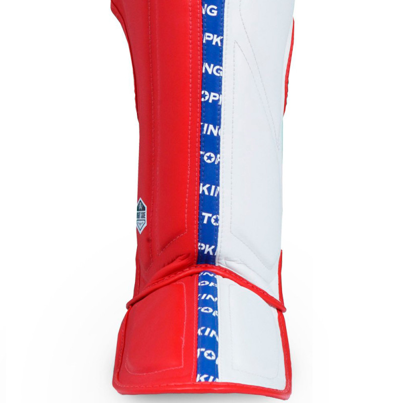 TKB TopKing "Full Impact Triple Tone" Shin Guards Muay Thai Boxing Red-Blue-White