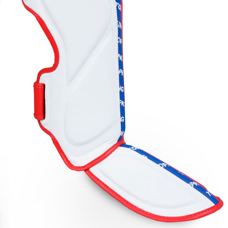 TKB TopKing "Full Impact Triple Tone" Shin Guards Muay Thai Boxing Red-Blue-White