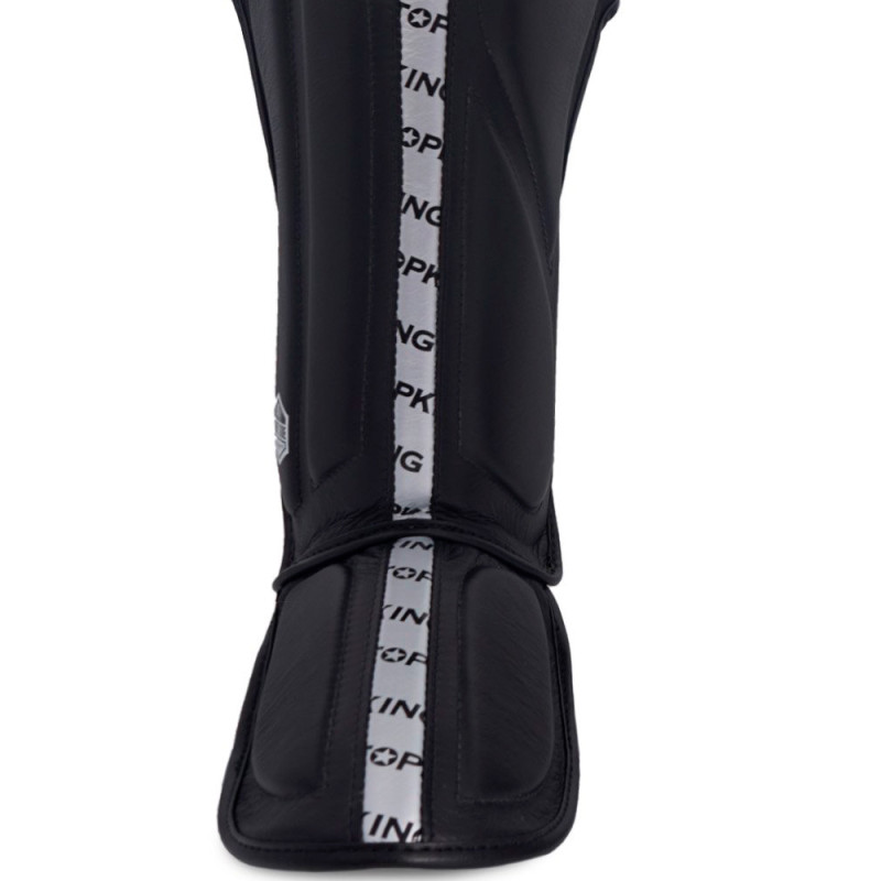TKB TopKing "Full Impact Double Tone" Shin Guards Muay Thai Boxing Silver-Black