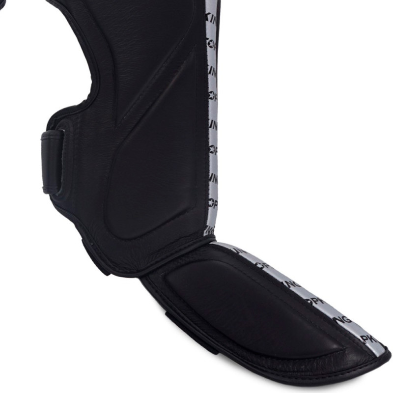 TKB TopKing "Full Impact Double Tone" Shin Guards Muay Thai Boxing Silver-Black