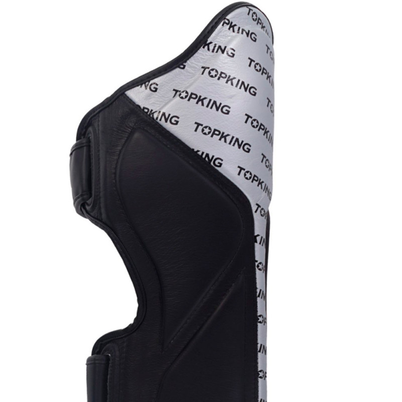TKB TopKing "Full Impact Double Tone" Shin Guards Muay Thai Boxing Silver-Black