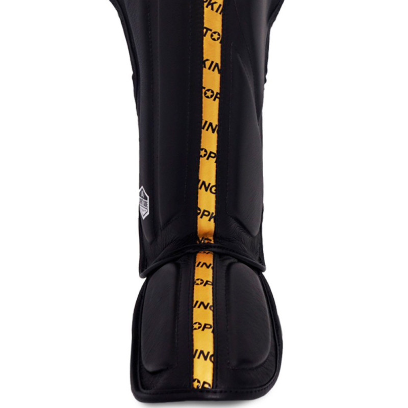 TKB TopKing "Full Impact Double Tone" Shin Guards Muay Thai Boxing Gold-Black
