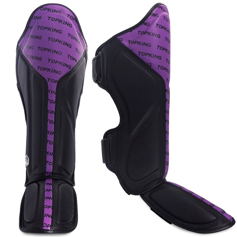 TKB TopKing "Full Impact Double Tone" Shin Guards Muay Thai Boxing Purple-Black