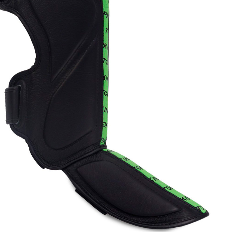 TKB TopKing "Full Impact Double Tone" Shin Guards Muay Thai Boxing Green-Black