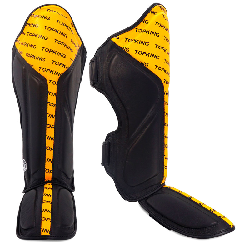 TKB TopKing "Full Impact Double Tone" Shin Guards Muay Thai Boxing Yellow-Black