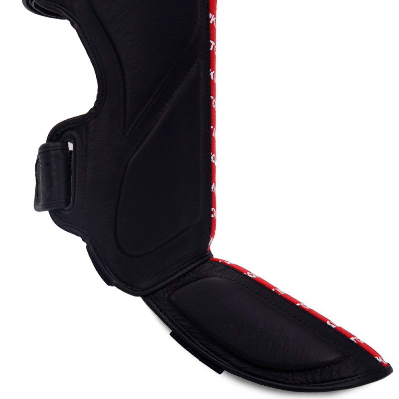 TKB TopKing "Full Impact Double Tone" Shin Guards Muay Thai Boxing Red-Black