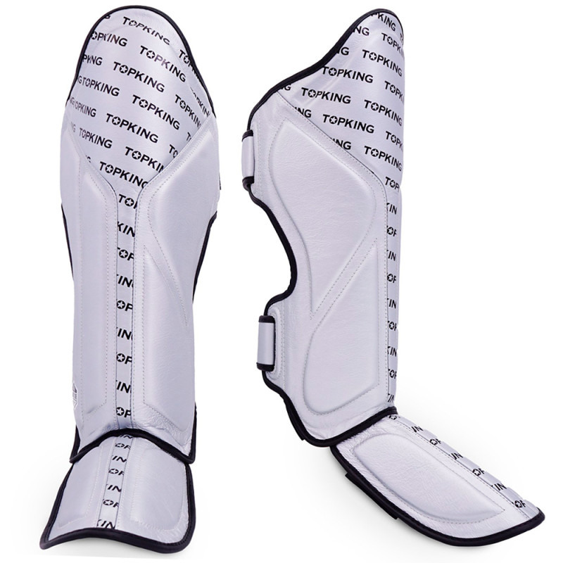 TKB TopKing "Full Impact Single Tone" Shin Guards Muay Thai Boxing Silver