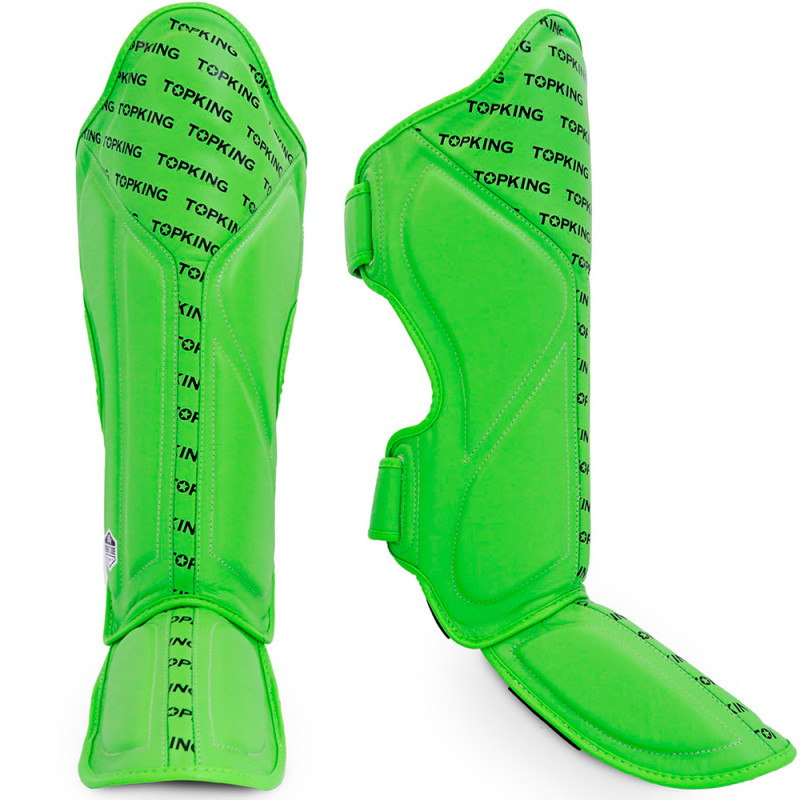 TKB TopKing "Full Impact Single Tone" Shin Guards Muay Thai Boxing Green