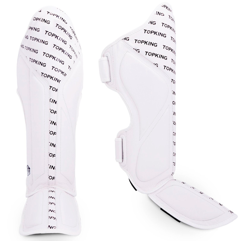 TKB TopKing "Full Impact Single Tone" Shin Guards Muay Thai Boxing White