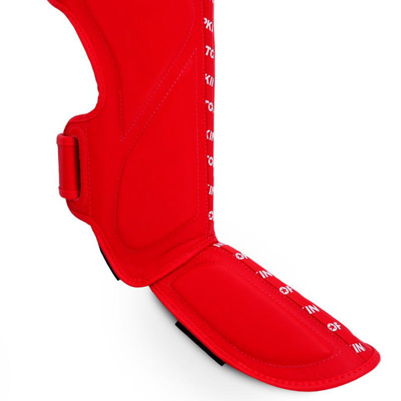 TKB TopKing "Full Impact Single Tone" Shin Guards Muay Thai Boxing Red
