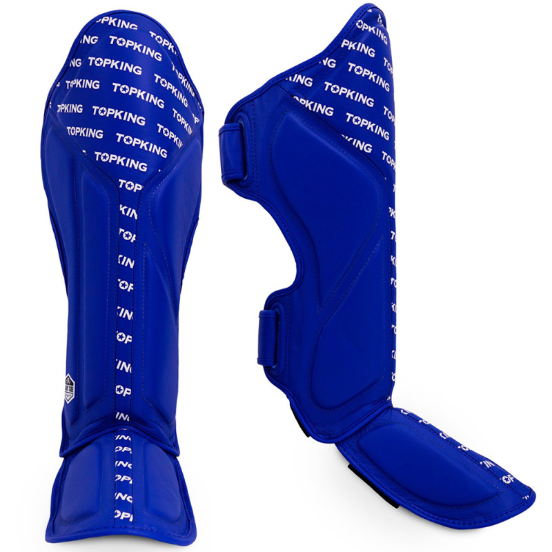 TKB TopKing "Full Impact Single Tone" Shin Guards Muay Thai Boxing Blue