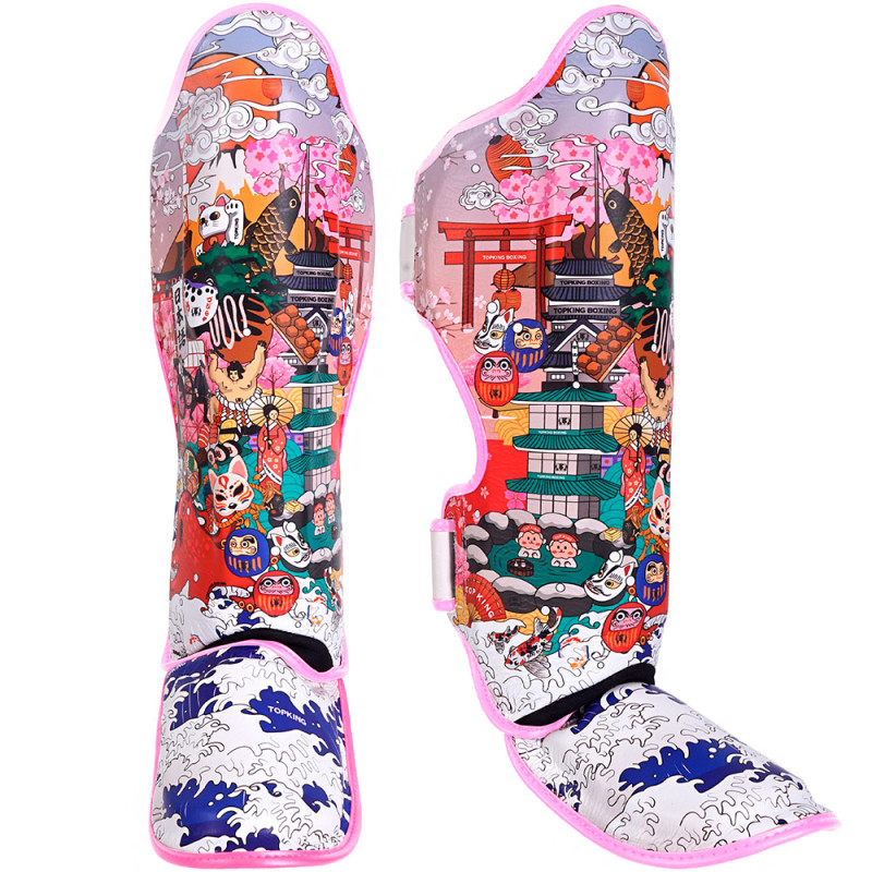TKB TopKing "Japan Culture" Shin Guards Muay Thai Boxing Pink